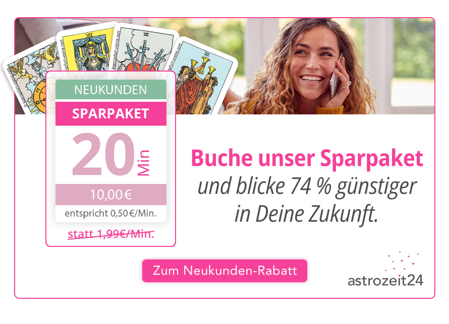 Mit dem astrozeit24-Neukunden-Rabatt 74 % günstiger in die Zukunft blicken.